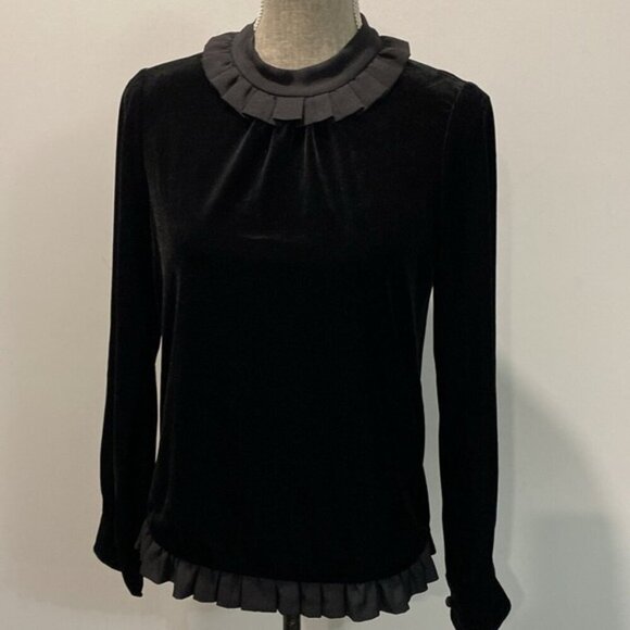 MISS VIOLA Black Crushed Velvet Blouse - Picture 9 of 14
